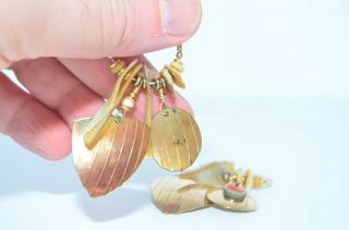 Vintage Tabra Gold Filled See Shells Beads Hoops Earrings 5