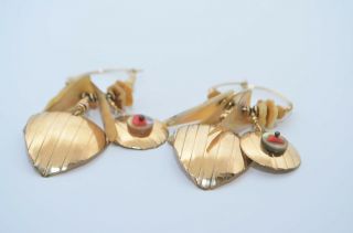 Vintage Tabra Gold Filled See Shells Beads Hoops Earrings 6