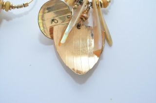Vintage Tabra Gold Filled See Shells Beads Hoops Earrings 8