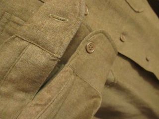SMALL True Vtg 40s WW2 US Army Mustard Wool Khaki Shirt WWII 2
