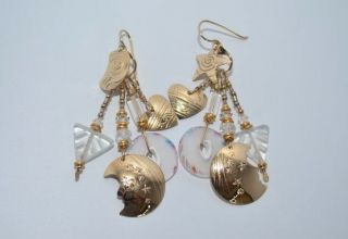 Signed Tabra Gold Filled Celestial Stars and Moon Earrings 3