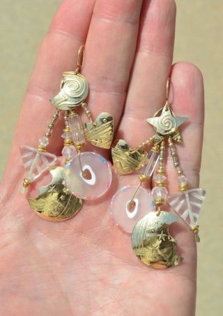 Signed Tabra Gold Filled Celestial Stars and Moon Earrings 5