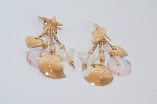 Signed Tabra Gold Filled Celestial Stars and Moon Earrings 6