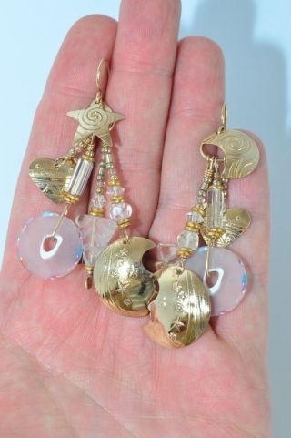Signed Tabra Gold Filled Celestial Stars and Moon Earrings 7