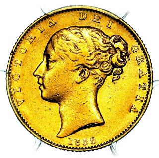 Rare 1838 Queen Victoria Great Britain London Gold Sovereign Pcgs Au53