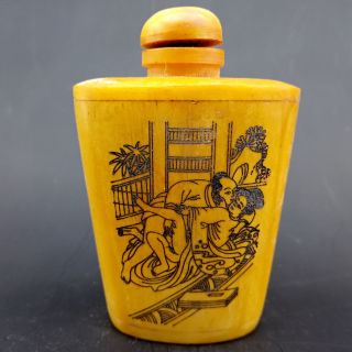 Bone Painting The Erotic Figure Pattern China Exquisite Snuff Bottle Q259