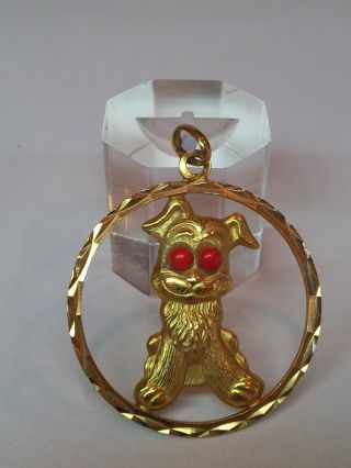 18K Yellow Gold Poodle Dog Charm with Red Coral, 2