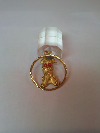 18K Yellow Gold Poodle Dog Charm with Red Coral, 6