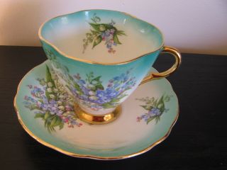 Windsor Turquoise Lily Of Valley Tea Cup And Saucer