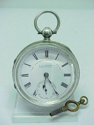 Antique J.  G Graves Sheffield Solid Silver Pocket Watch