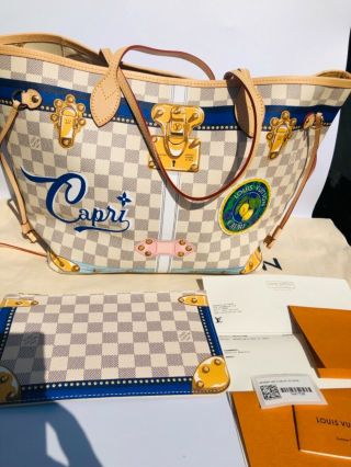 Auth Ultra Rare Louis Vuitton Summer Trunks Capri Cities Neverfull Bag
