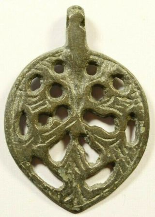 Great Viking Era Bronze Open - Work Pendant Amulet - Wearable / Huge Size