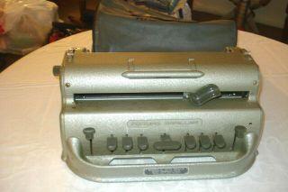 Vintage Perkins Brailler Typewriter For The Blind With Cover