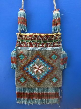 Rare Antique Victorian? Native American? Micro Bead Handbag Bag