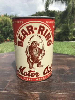 Vintage Bear - Ring Motor Oil Quart Can Qt.  Not Gallon Or 5 Quart