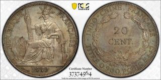 French Indo China 1889 A 20 Cent Pcgs Proof Pr62 ✮rare✮ World Coin ✮no Reserve✮