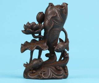 Precious Chinese Red Copper Statue Lotus Leaf Goldfish Home Decoration Mascot