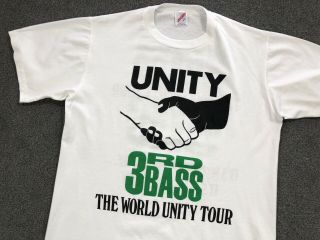 Vintage 3rd Bass T Shirt Unity World Tour 1991 Size Large 90s Rap Hip Hop Tee 3