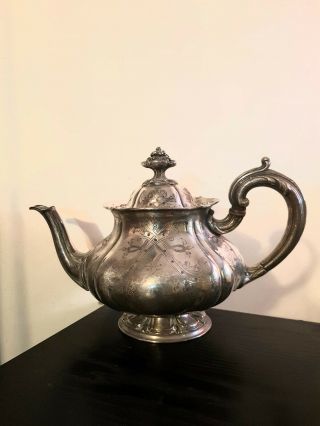 Antique Silver Teapot Ornate Design,  1.  15kg