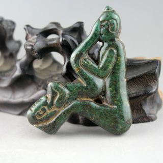 2.  8  China Old Jade Chinese Hand - Carved Man And Woman Statue Jade Pendant 2129