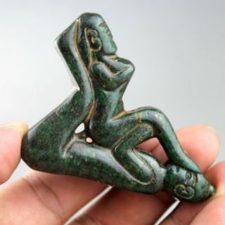 2.  8  China old jade Chinese hand - carved man and woman statue jade pendant 2129 5