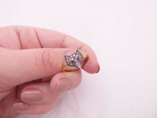 15ct Gold Diamond Headed Ruby Eyed Fox Head Ring