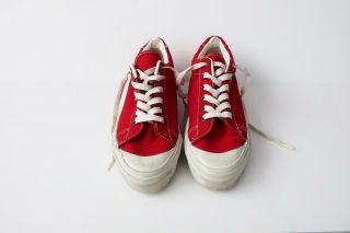Vintage 90s Vans Shoes Red Canvas Style 29 Cals Made in USA Womens 8 Lug Sole 2