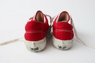 Vintage 90s Vans Shoes Red Canvas Style 29 Cals Made in USA Womens 8 Lug Sole 4