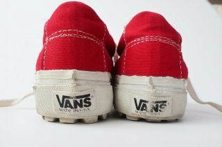 Vintage 90s Vans Shoes Red Canvas Style 29 Cals Made in USA Womens 8 Lug Sole 8
