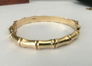 Vintage Jewellery 9ct Gold 375 Bamboo Bangle Bracelet with Safety Chain 12g 3