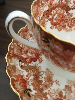 Vtg VICTORIAN RADFORDS Bone China FENTON England - Floral Teacup&Saucer OrangeGold 3