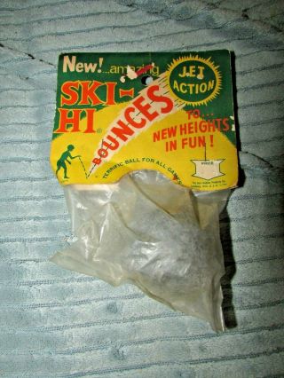 RARE 1965 HARD RUBBER BOUNCING BALL SKI HI JET ACTION IN PACKAGE 2