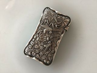 Japanese Aesthetic Bees Sterling Silver Dominick Haff Match Safe Vesta Case Box