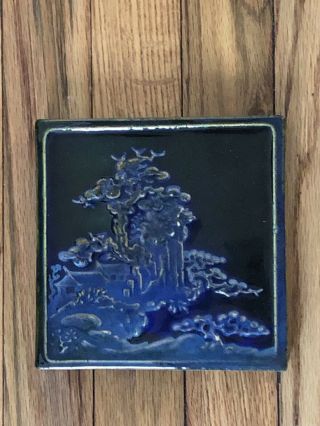 Architectural Tile Blue Bonsai Tree Asian 6 " Arts And Crafts At Co.  Pottery