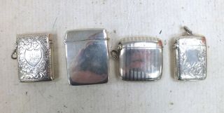 Set Of 4 Antique And Vintage Trinket Box Sterling Silver Birmingham 100g - G09