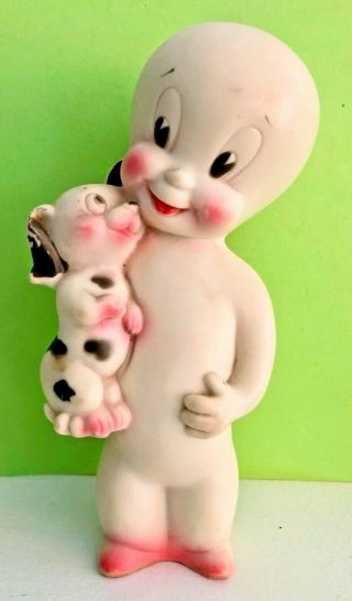 Vtg Casper The Friendly Ghost & Dog Squeak Toy Doll Polyvinyl 1960s