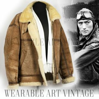 Jacket Coat Flying Vintage Leather Wwii 40s Sheepskin Shearling Avaitor Flight