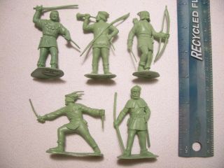 5 Marx Medieval Robin Hood Sheriff Knights Crusaders 60mm 1/32 Plastic Playset