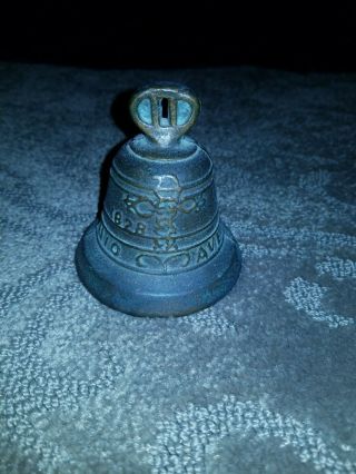 Rare Antique Vintage Old Bronze Souvenir Bell 1828 Maria Santonio Ave
