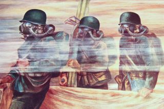 1944 Ww Ii Art Print Us Navy Army Marines Usmc Gas Mask Steam Punk Medic Ds Mart