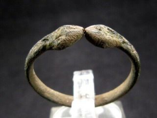 Extremely Rare Roman Bronze Snakes Ring,  Top,