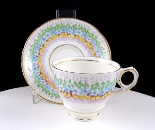 Royal Stafford England Glendale Blue And Yellow Flower 2 3/4 " Cup And Saucer Set