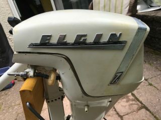 Vtg Sears Elgin 7.  5hp Outboard Boat Engine C1961 - W/fuel Tank And Stand