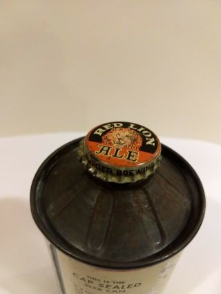 Red Lion Ale Flat Bottom Cone Top Beer Can - Extremely Rare Wow 5