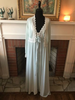 Vintage Olga Peignoir Set Robe And Night Gown Lace Nylon Gorgeous 36