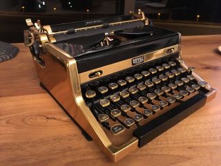 Royal 50th Anniversary Quiet Deluxe Gold Plated Typewriter - Rare Cond