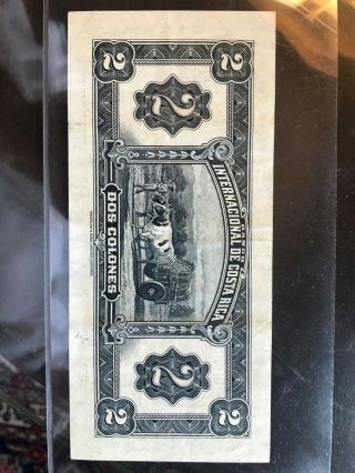 1931 COSTA RICAN Dos Colones (Mona Lisa) Banknote — Rare & - 2