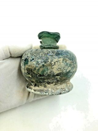 Roman Ca.  100 Ad Green Glass Bottle For Expensive Oils - Rare R93
