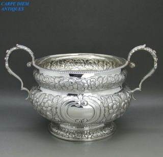 Exceptional Irish George Iv Large Solid Silver Embossed Sugar Bowl 407g 1826