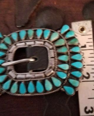 Vintage Navajo Sleeping Beauty Turquoise Clusters Sterling Silver Concho Belt 11